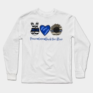 Peace Love Back The Blue USA Flag Long Sleeve T-Shirt